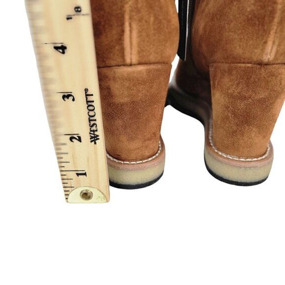 Made In Italy Suede Knee high Tall Long Wedge Heeled Boots Cognac | US 9 EU 39 - Picture 13 of 16